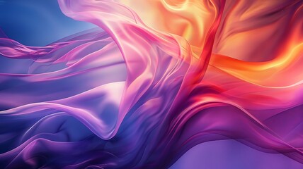 Wall Mural - A colorful, flowing piece of fabric with a purple and orange hue