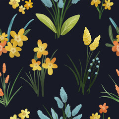 Wall Mural - spring flowers seamless pattern.