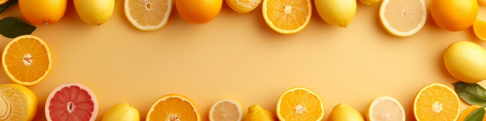 Canvas Print - A row of oranges and lemons are arranged in a line