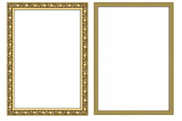 picture frame png , set of golden frames - isolated transparent png background - premium pen tool cu