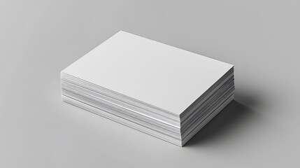 A stack of blank business cards on grey background, mockup template design presentation, branding concept for your brand or company logo with white color, 3d rendering illustration.