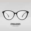 Vector 3d Realistic Black Round Frame Glasses Isolated. Sunglasses, Lens, Vintage Eyeglasses in Front View. Design Template for Optics and Eyewear Branding Concept