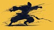 © Jelena - stylish modern ninja in dynamic pose cool 2d illustration with graphic elements