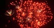 Red Firework celebrate anniversary happy new year 2024, 4th of july holiday festival. red firework in night time celebrate national holiday. Countdown to new year 2025 festival party time event