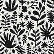 Abstract Monochrome Floral Pattern vector