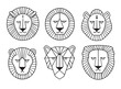 Expressive Lion Faces Vector Set