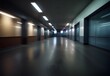 Blur of lights in an empty corporate hallway, emphasizing motion and speed, generative AI