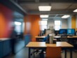 Abstract blur of a busy tech startup office, vibrant and dynamic, generative AI
