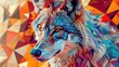 Polygonal Wolf Portrait in Vivid Colors
