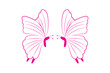 Beautiful pink butterflies closeup together isolated on white background - vector illustration