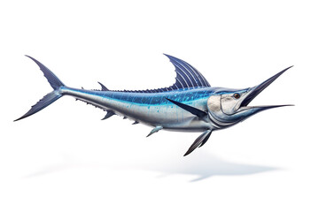 Poster - Image of a swordfish isolated on white background. Fresh fish. Underwater animals. Generative AI.
