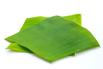 Banana leaves on white background.