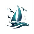 Sailboat Sail Sailor Marine Life Leisure Yacht Fishing Fisherman, Nautical Ocean Logo Concept Art Sea Emblem Design Environmental Symbol Artwork