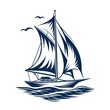 Sailboat Sail Sailor Marine Life Leisure Yacht Fishing Fisherman, Nautical Ocean Logo Concept Art Sea Emblem Design Environmental Symbol Artwork