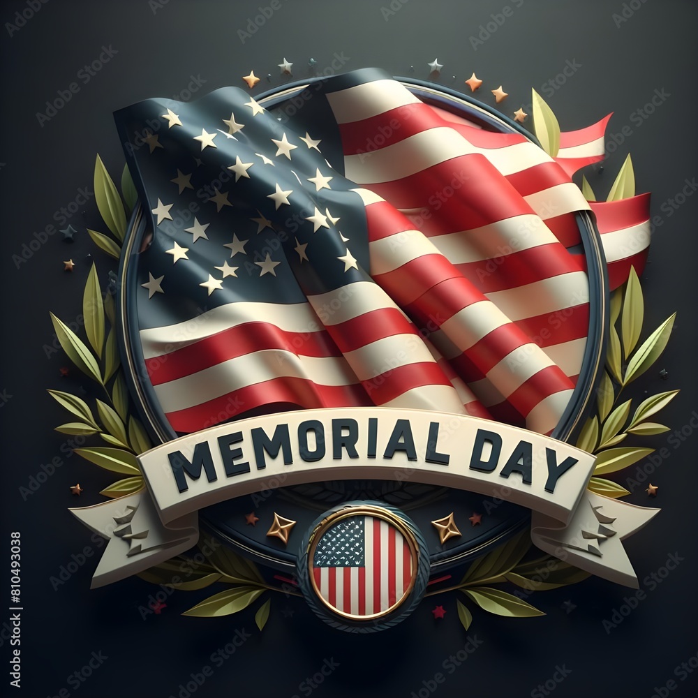 American flag with the text Memorial Day. Celebration of all who served ...