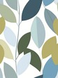 A flat illustration of large green, brown, and blue leaves in minimalist style. on white background. 