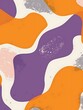 A minimalist abstract art background composed of irregular shapes in purple, pink, gray, and orange, along with rough brush strokes. Wallpaper design,presentations, banners, flyers, cover pages.