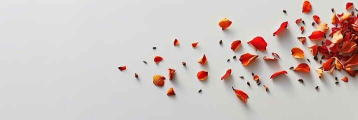 a group of orange petals on a white surface