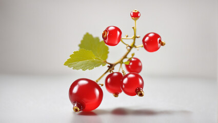 Wall Mural - red currant fruit on white background