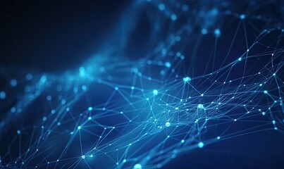 Abstract Network of Interconnected Dots, Blue and White Sci-Fi Digital Technology Background