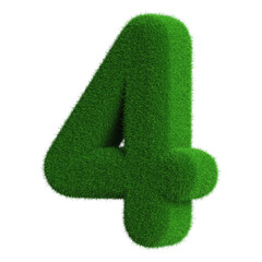 4 Number Grass Green 3d Render