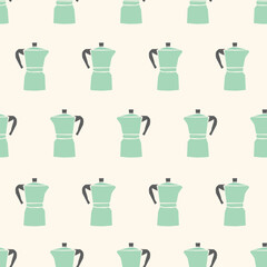 Wall Mural - seamless pattern, moka pot art surface design for fabric scarf and decor