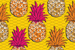 African Pineapple Summer Fashion, Vibrant Seamless Pattern. Textile Art, Ethnic Artwork for Fabric Printing on Stylish Clothing and Bags