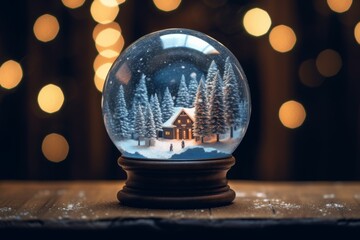 Sticker - Cozy winter cabin in snowy forest scene