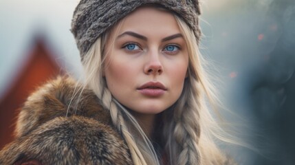 Sticker - Captivating woman in winter attire