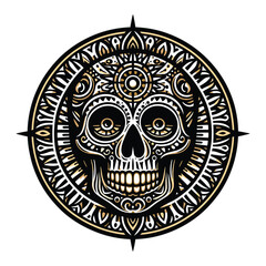 Wall Mural - Symbolic beauty skull vector illustration isolated on white background