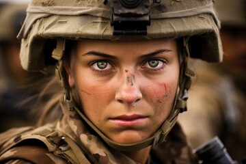 Poster - Determined soldier with focused expression