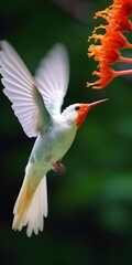 Poster - Hummingbird feeding on orange flower