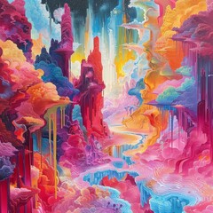 Naklejka na meble Vivid colors and abstract landscape, looks like a fantasy world.