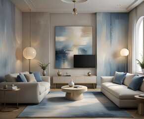 37. Cozy Living: Interior Design featuring a Comfortable Sofa in a Stylish Room. 3D rendering