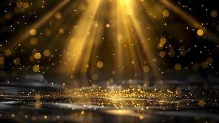 luxurious gold background with light rays and bokeh for award ceremony design. concept award ceremon