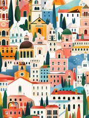 Wall Mural - Illustrating Colorful City Buildings