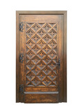Fototapeta  - Old wooden ornate door isolated on white background with clipping path