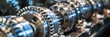 Industrial Might CloseUp of Metal Gears and Bearings in Motion