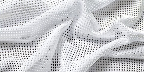 A white fabric with a lot of holes in it