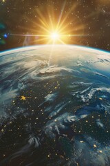 Wall Mural - a bright sun is shining on the surface of the earth