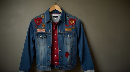 custom denim jacket with patches and embroidery grunge.generative.ai