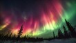 Zorza polarna jest widoczna na nocnym niebie, emitując niezwykłe światło w różnych kolorach. To naturalne zjawisko występujące w pobliżu biegunów magnetycznych Ziemi