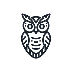 Sticker - The owl. Black white vector logo illustration.
