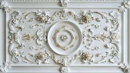 Canvas Print - Ornate ceiling rosette detail. Baroque architectural design.