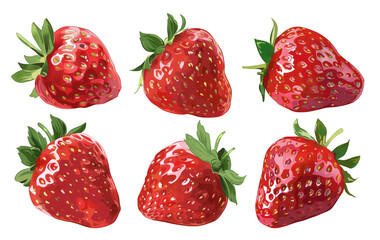 Wall Mural - Hand drawn illustration of strawberry isolated on transparent background cutout png