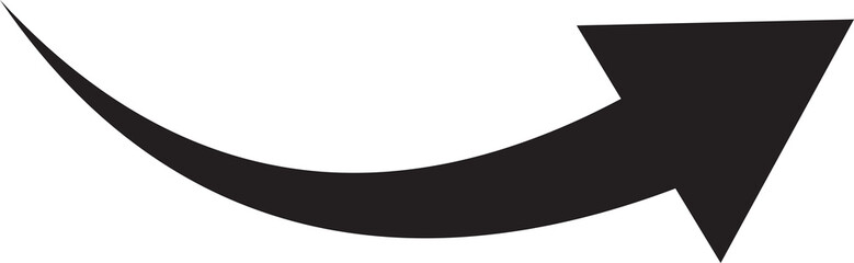 Wall Mural - curved arrow right direction icon. isolated transparent. black curved graph with arrow png file type