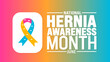 June is Hernia Awareness Month background template. Holiday concept. use to background, banner, placard, card, and poster design template with text inscription and standard color. vector illustration.