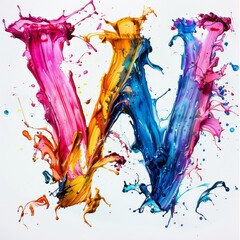 Poster - The colorful letter W is made of paint