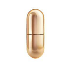 Gold color capsule. It's a new innovative medicine. It helps to reduce pain. 