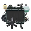 Vector Black Car Cooling Radiator with Spare Parts